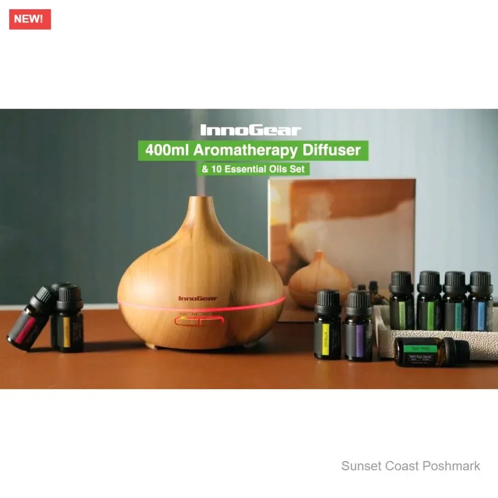 Ultrasonic Aromatherapy Diffuser with 10 Essential Oils Set, 400ml
